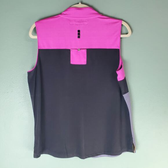 Jamie Sadock Womens Pink Black Gray Colorblock Sleeveless Golf Polo Size Large - Picture 2 of 7